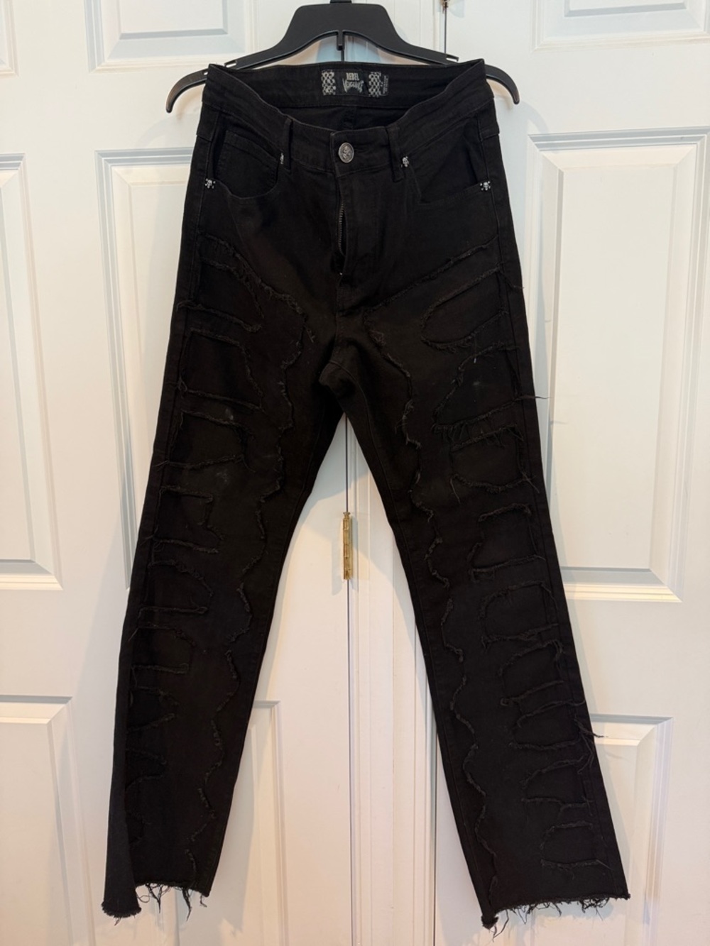 rebels Black Distressed High-Rise Jeans